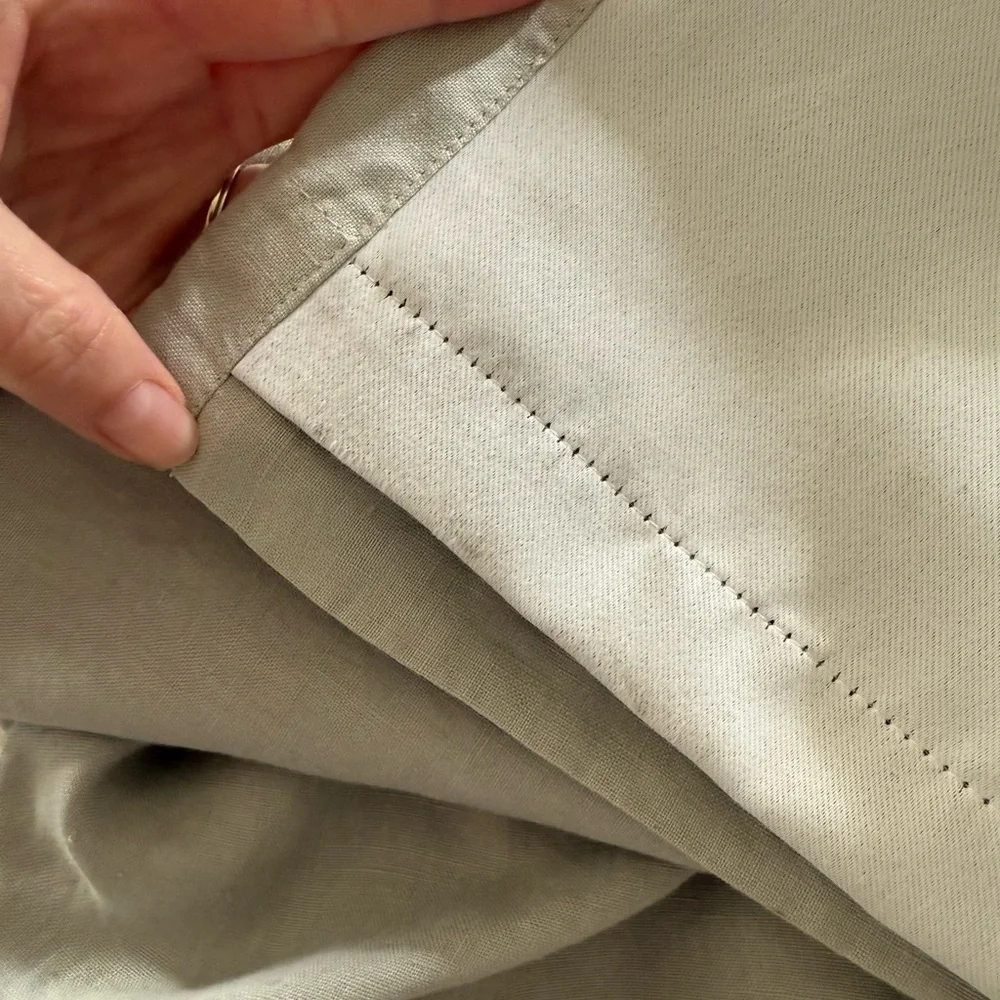 West Elm European Flax Linen Blackout Curtain Celadon Melange pair 48” x 84”